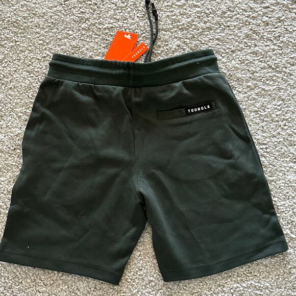 Men's YoungLA Gym Shorts L, Cotton, NWT ForestGreen - Picture 2 of 9